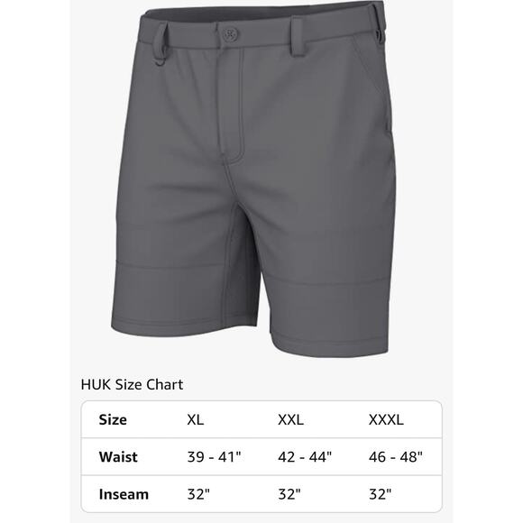 HUK A1a Pro Quick-Dry Performance Fishing Shorts for Men, Night Owl Gray, XXL - Picture 3 of 3